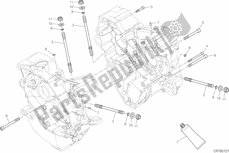 All parts for the 10a - Half-crankcases Pair of the Ducati Diavel Xdiavel Brasil 1260 2017